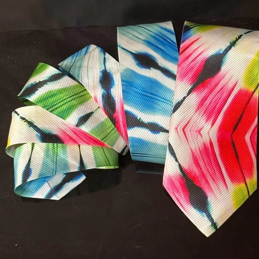 Psychedelic Rainbow Menswear Necktie Tie Neckwear Tie Dye Tied Dyed Hippie Rave